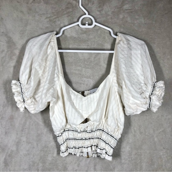 Rue Stiic Tops - Rue Stiic Puff Sleeve Babydoll Top Size XS White Milkmaid Cottage Farmhouse